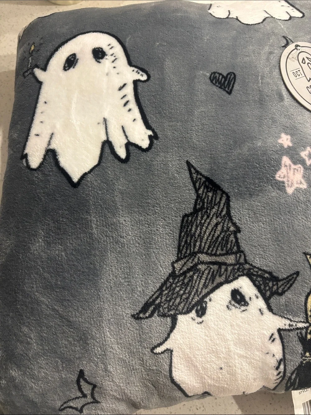 Gray Halloween gray throw pillow